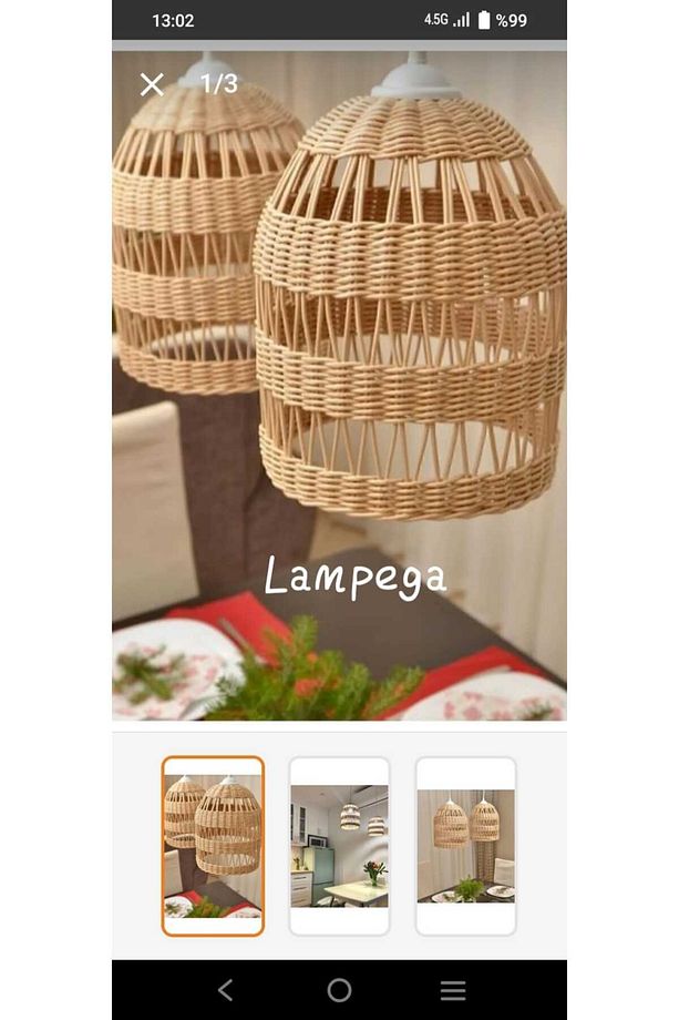 rattan bambu hasır avize - 1