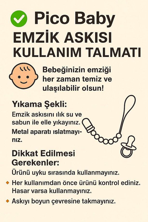 Emzik Askısı - Emzik Zinciri - Emzik Tutacağı 3'lü Set - 3