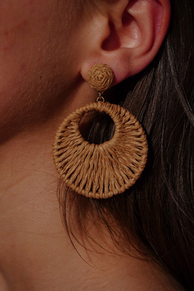 Hasır Örgü Halka Küpe - 1