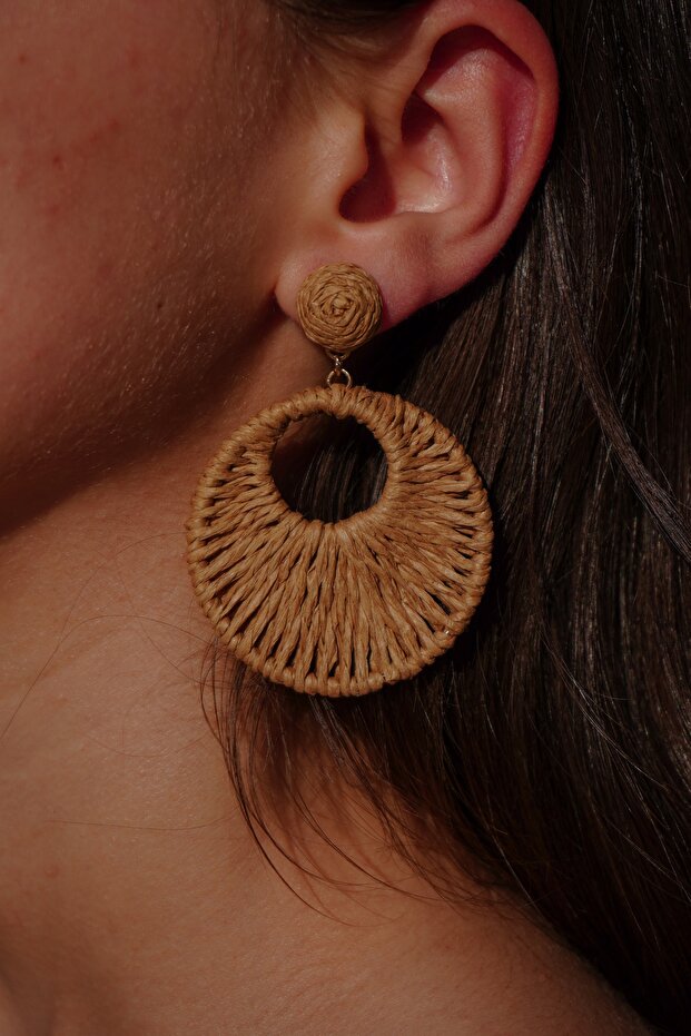 Hasır Örgü Halka Küpe - 4