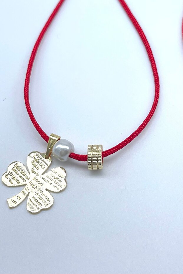 Twisted Rope Necklace with Pearl and Clover Figures