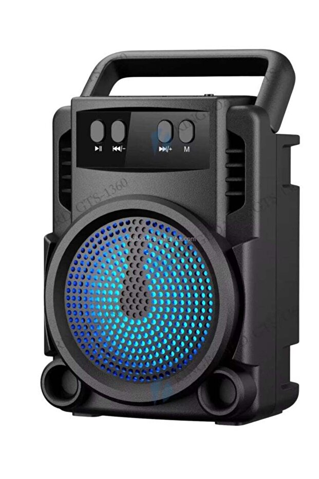 مكبر صوت كاريوكي صغير محمول GTS-1360 مزود ببلوتوث ومكبر صوت متعدد الوسائط مع إضاءة LED وعربة محمولة