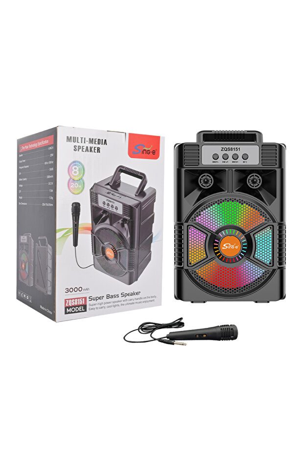 مكبر صوت SING-E ZQS 8151 محمول بتقنية البلوتوث مع ميكروفون - 5