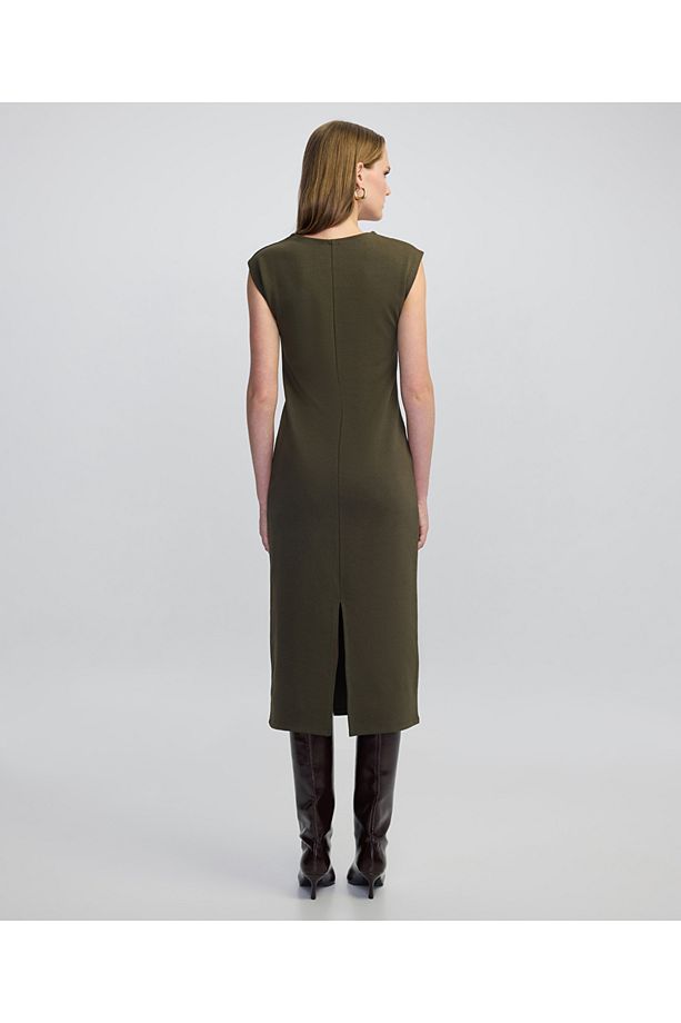 Örme midi elbise - 4