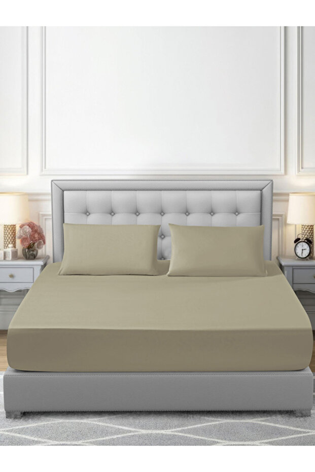 Fitted Sheet Set – 200x200 cm King Size, 1 Sheet + 2 Pillowcases, 35 cm Deep Pocket