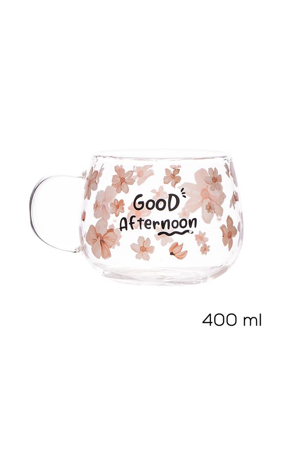 2089-1 2li Borosilikat Isıya Ateşe Dayanıklı Cam Kulplu Çay Bardağı Kahve Bardak Kupa Pembe 400 ml - 3
