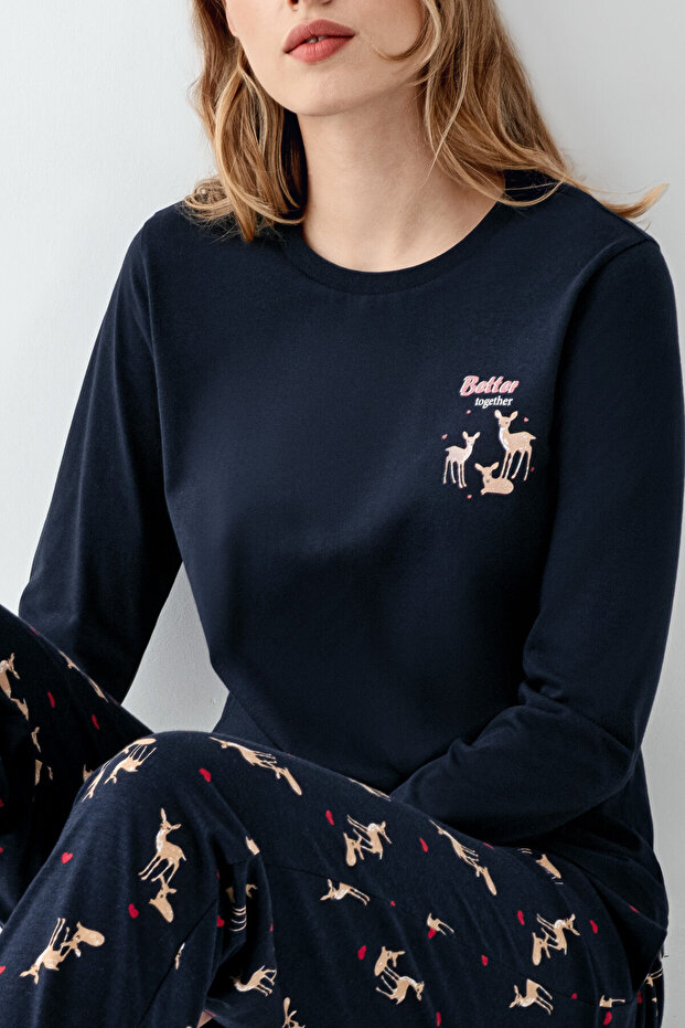 Γυναικείο Σετ Πυτζάμες Navy Blue - 5