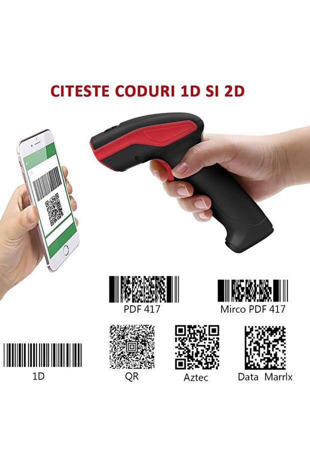 Wireless 2D barcode reader, 400 m range, USB, docking support, BP - 2