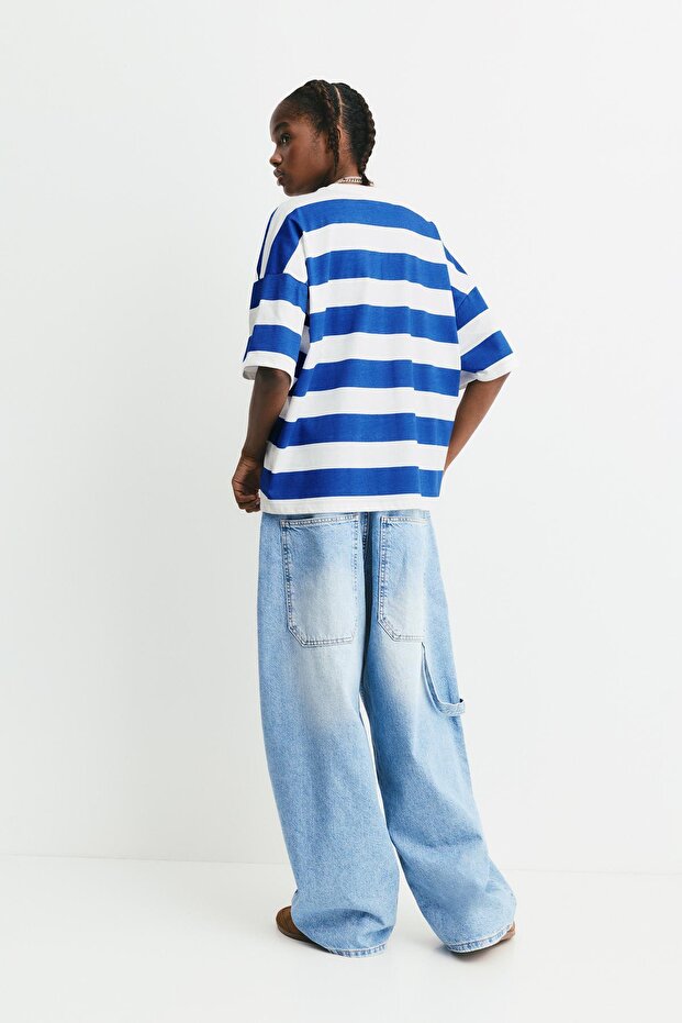 Yazılı çizgili t-shirt - 2