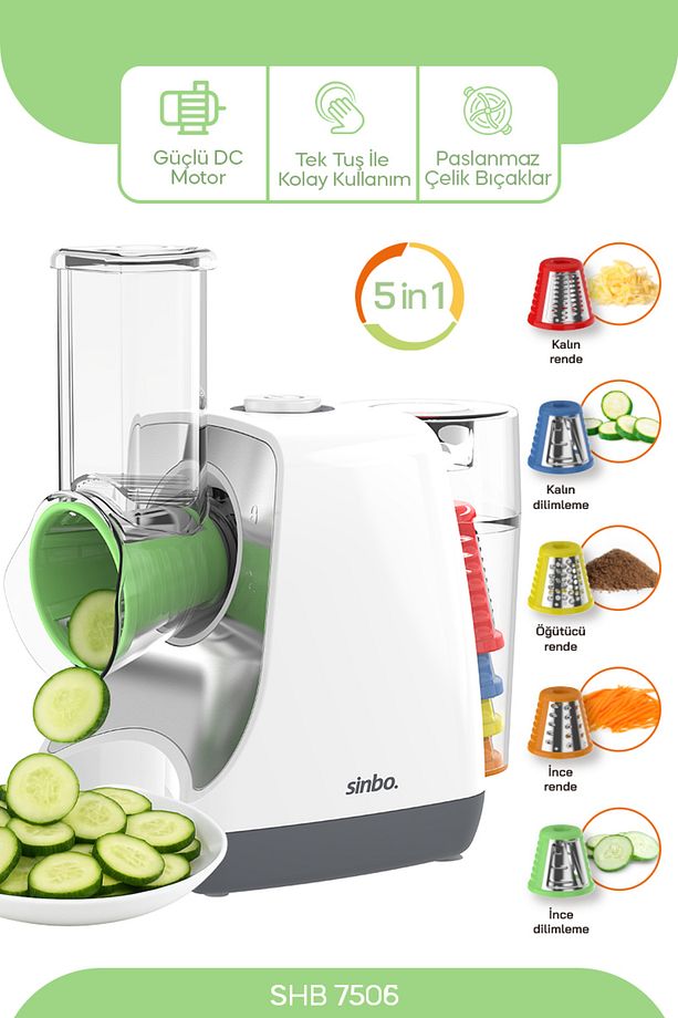 SHB-7506 5'i 1 Arada Otomatik Doğrayıcı-Rende- Dilimleme Makinesi - 1