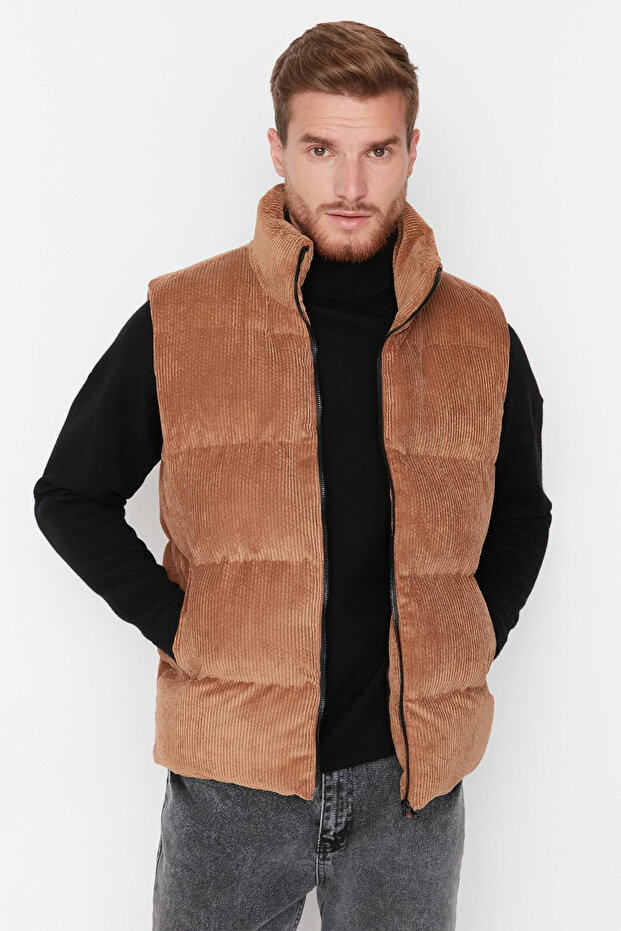 Camel Erkek Regular Fit Kışlık Kadife Yelek TMNAW23YE00013 - 3