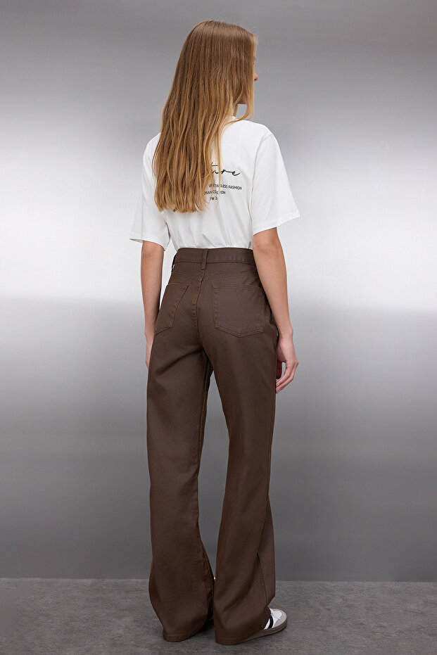 Kahverengi Kaplamalı Yüksek Bel Wide Leg Jeans TWOAW25JE00233 - 4