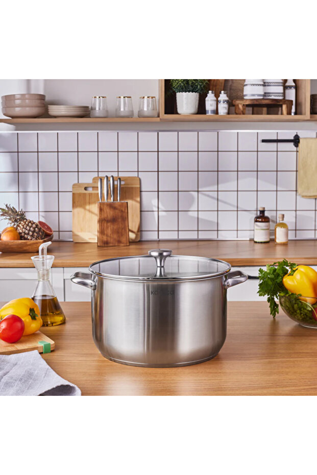 Elite rozsdamentes acél indukciós főzőedény fedővel, 30 cm, ezüst színű - 1