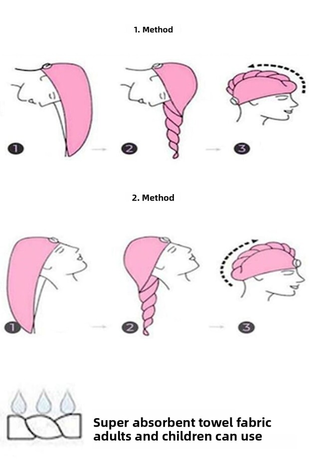 Microfiber Buttoned Hair Drying Towel Cap - 4