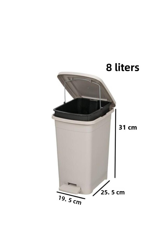 Elf-İ344 Slim Pedal Plastic Trash Can with Inner Bucket 8 Lt - 2