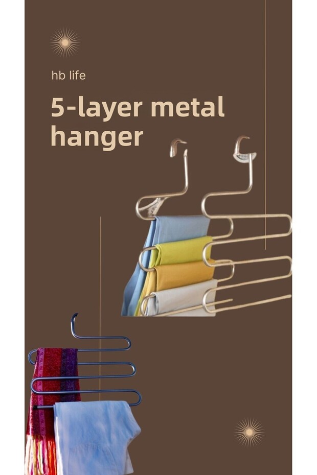 Metal 5-Tier Hanger Wardrobe – Organizer for Pants, Shawls and Shirts | Small Space