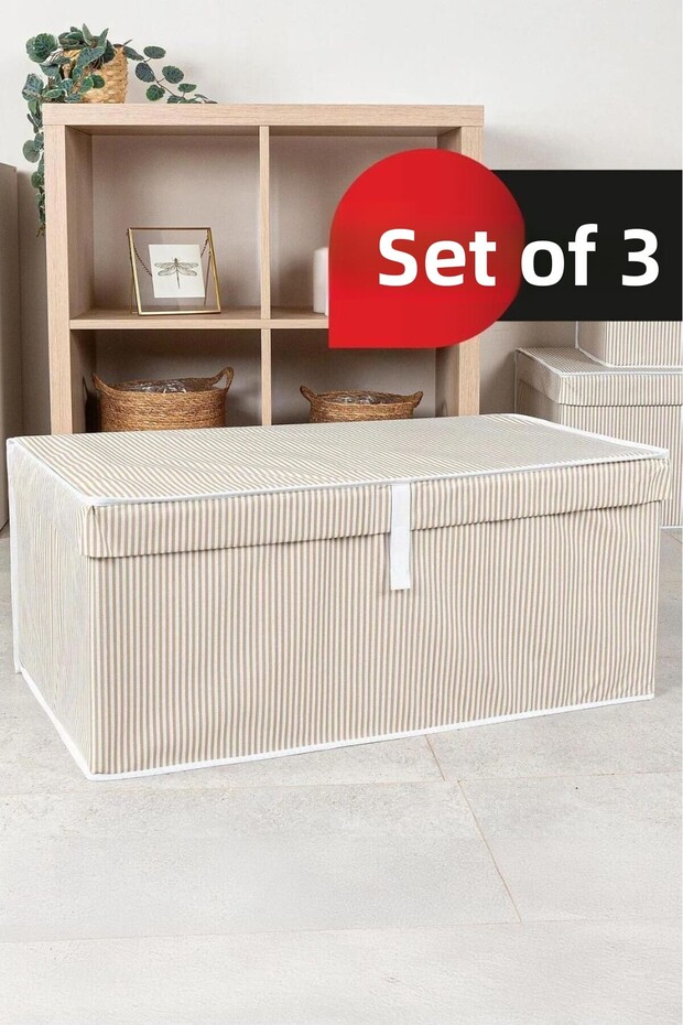 3 Pcs Brown Multi-Purpose Box with Lid - 70X40X30