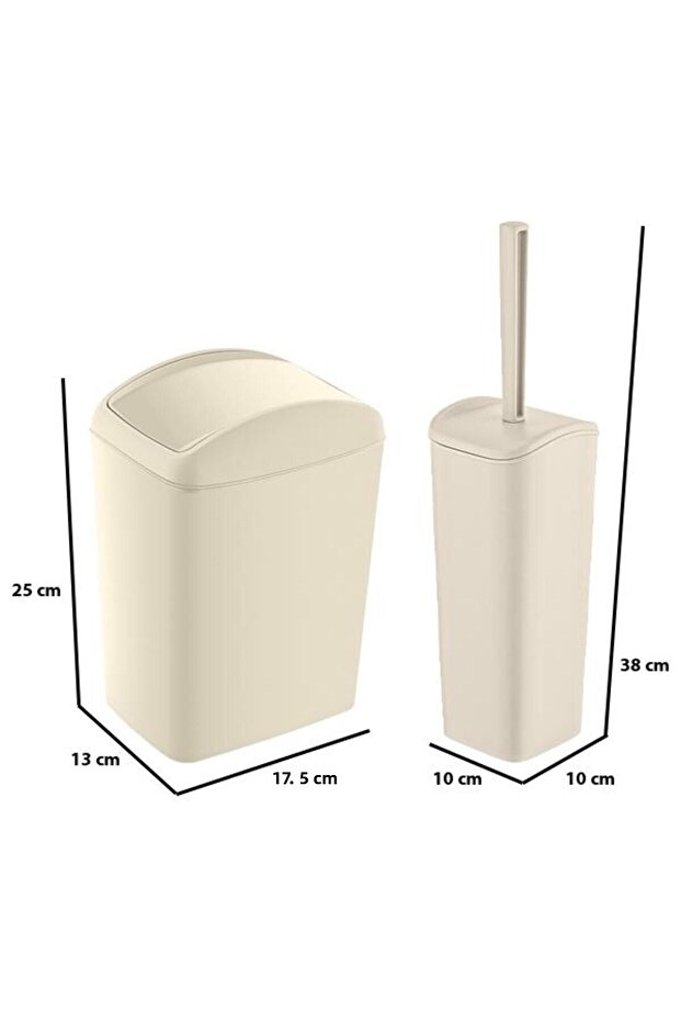 Soft Trash Can and Wc Brush Latte - 2