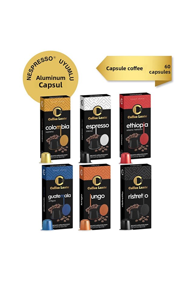 Aluminum Nespresso Compatible Capsule Coffee Series 60 Capsules