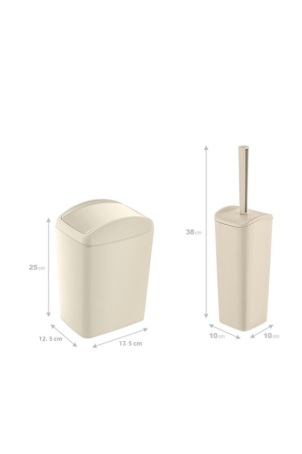 Soft Trash Can and Wc Brush Latte - 3