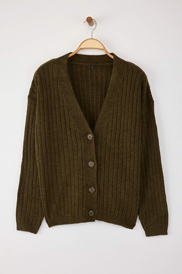 Wardrobe Essentials Haki Yumuşak Dokulu Basic Triko Hırka | TWOAW26HI00119 - 5
