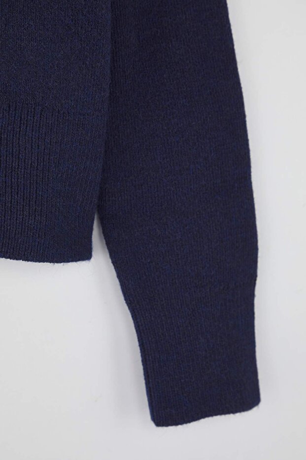 Wardrobe Essentials Lacivert Yumuşak Dokulu Geniş Kalıp Fermuarlı Triko Hırka | TWOAW26HI00092 - 7