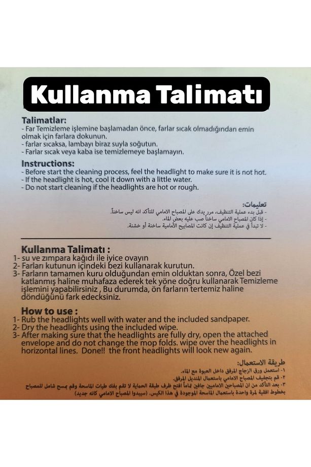 Buharsız Sıvısız Uğraştırmayan (2 DAKİKADA ) Kolay Oto Far Temizleme Far Parlatma seti - 6