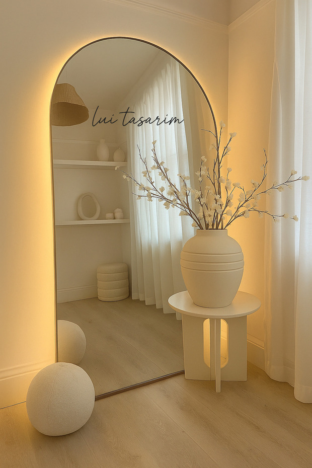 Cream Color XL Size 28 cm Large Decorative Ceramic Vase Japandi Style Bohemian Simple Vase - 1