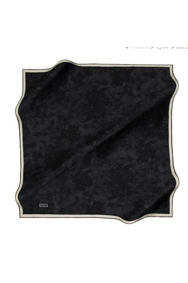 İpek Eşarp - 7208713-912 Siyah Krem Twill - 3
