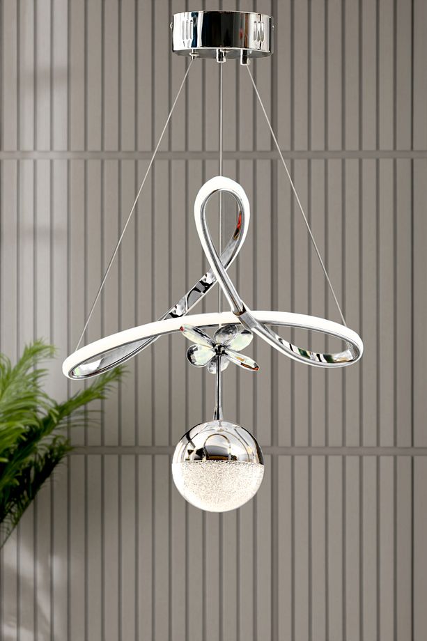 Orkide Model Salon Mutfak Oturma Yatak Odası Modern Led Plafonyer Krom Avize - 1