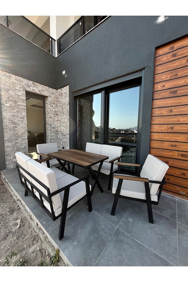 2 2 1 1 Yemek Masası Krem Bahçe Takımı Balkon Takımı Bahçe Seti Oturma Grubu - 3