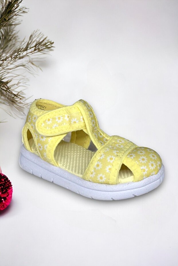 Yellow Soft Printed Unisex Kids Sandals