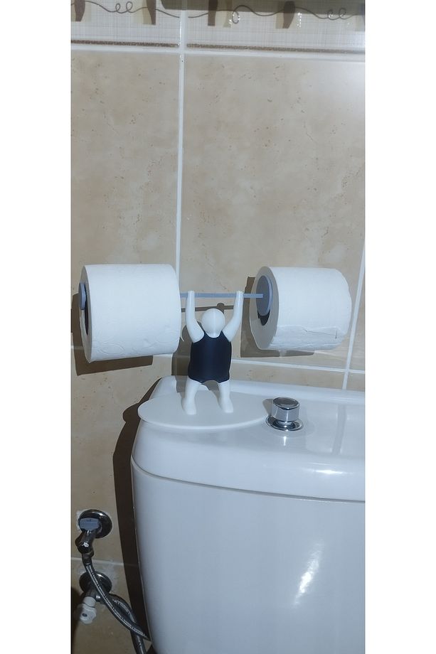 Halterci Figürlü Tuvalet Kağıdı Tutucu || Tuvalet Kağıdı Askısı || Dekoratif Banyo/Tuvalet Aksesuarı - 2