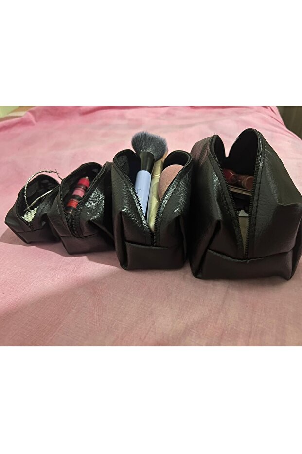 4 Pieces of Soft Artificial Leather, 25, 20, 15 and 10 cm Lengths, Jewelry, Makeup, Special Goods Bag Set