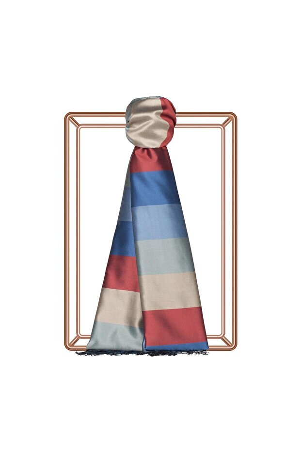 Block Patterned Silk Shawl 04030-Model 54 - 1