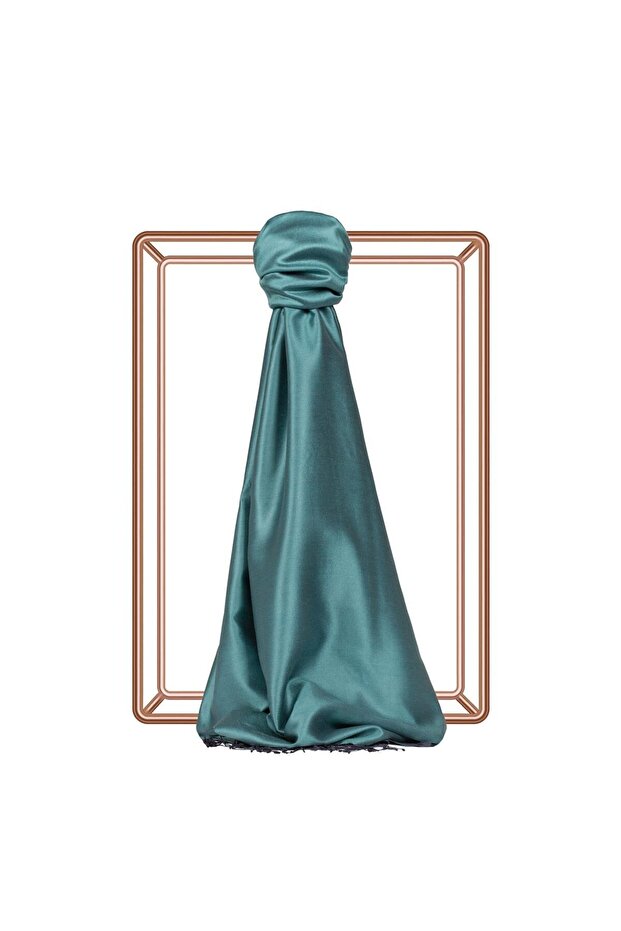 شال حرير بلون واحد على الوجهين 00927-منثول - 1