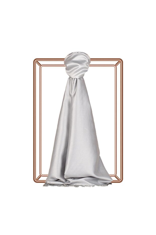 Double Sided Solid Color Silk Shawl 00927-Ice White