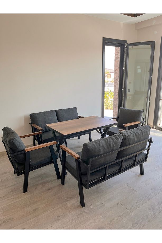 2 2 1 1 Yemek Masası ANTRASİT Bahçe Takımı Balkon Takımı Bahçe Seti Oturma Grubu Masa Seti - 4