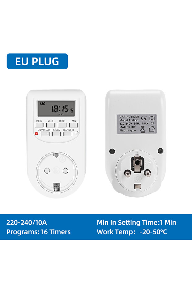 EU Socket EU Plug Digital Timer Switch Electronic 12/24 Hour Weekly Programmable Timing Socket EU UK - 1