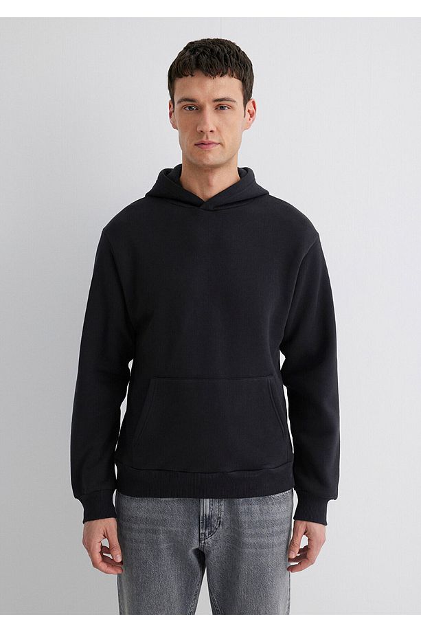 Kapüşonlu Siyah Basic Sweatshirt 0s10275-900 - 3