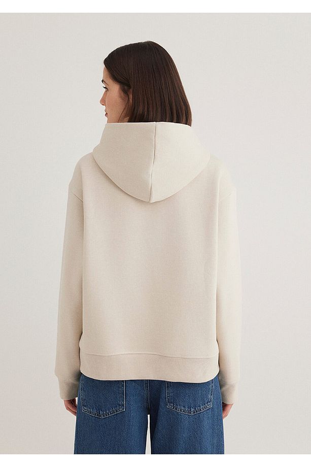 Kapüşonlu Bej Sweatshirt 1s10191-70143 - 4