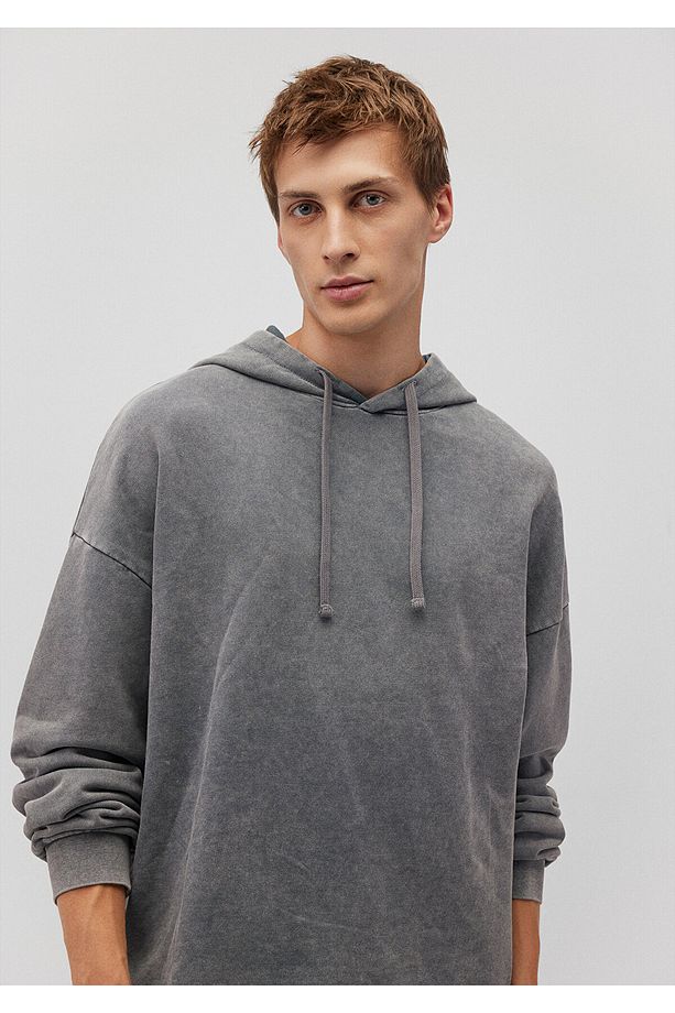 Kapüşonlu Gri Sweatshirt 0S10175-70098 - 1
