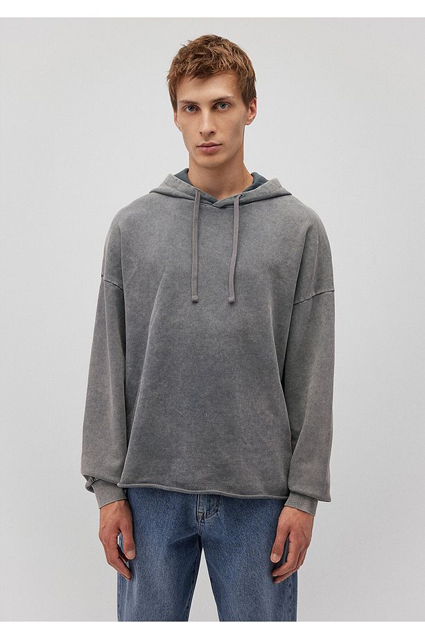 Kapüşonlu Gri Sweatshirt 0S10175-70098 - 3