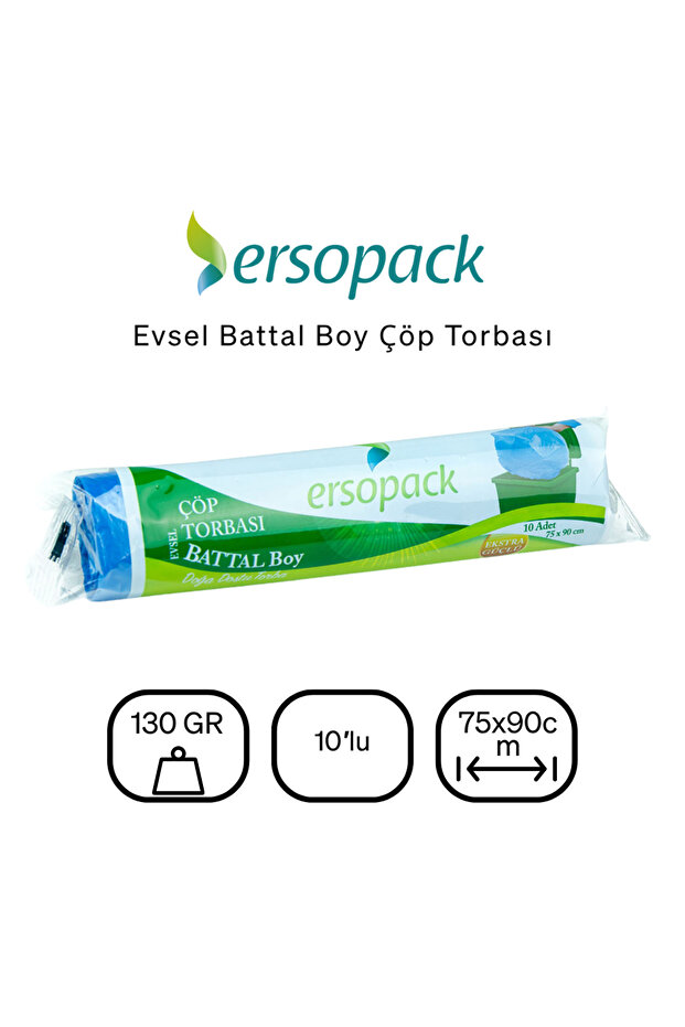 Evsel Battal Çöp Torbası 75*90cm 6 Rulo 60 Adet Çöp Poşeti - 2