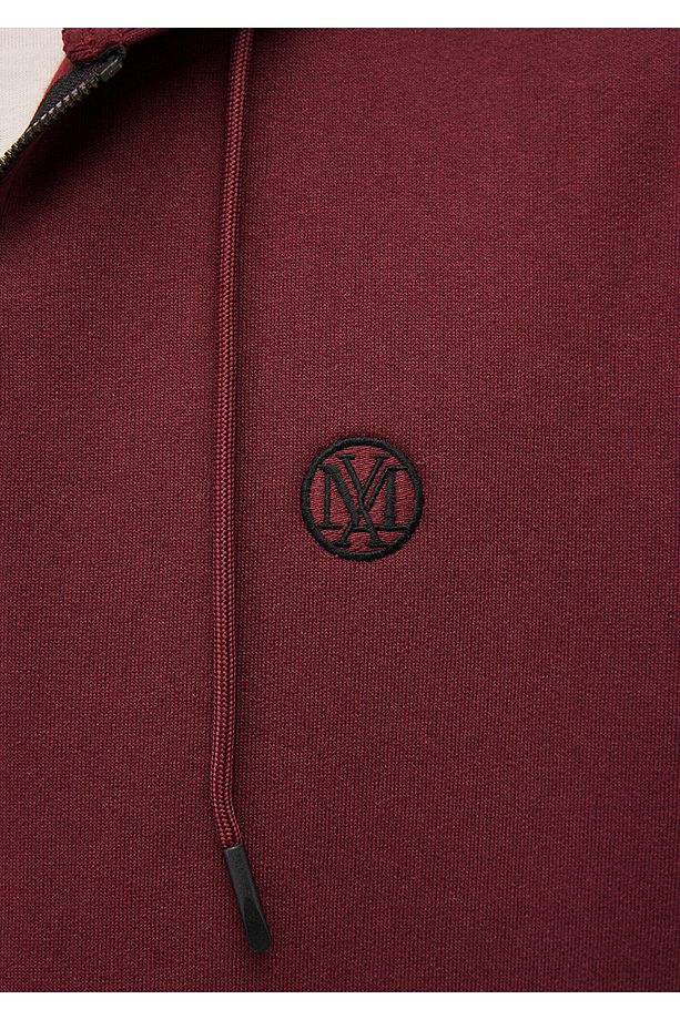 Kapüşonlu Fermuarlı Bordo Basic Sweatshirt 066979-70426 - 7