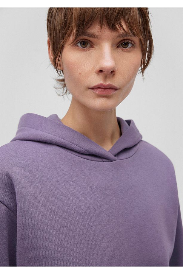 Kapüşonlu Mor Basic Sweatshirt 167299-70608 - 5