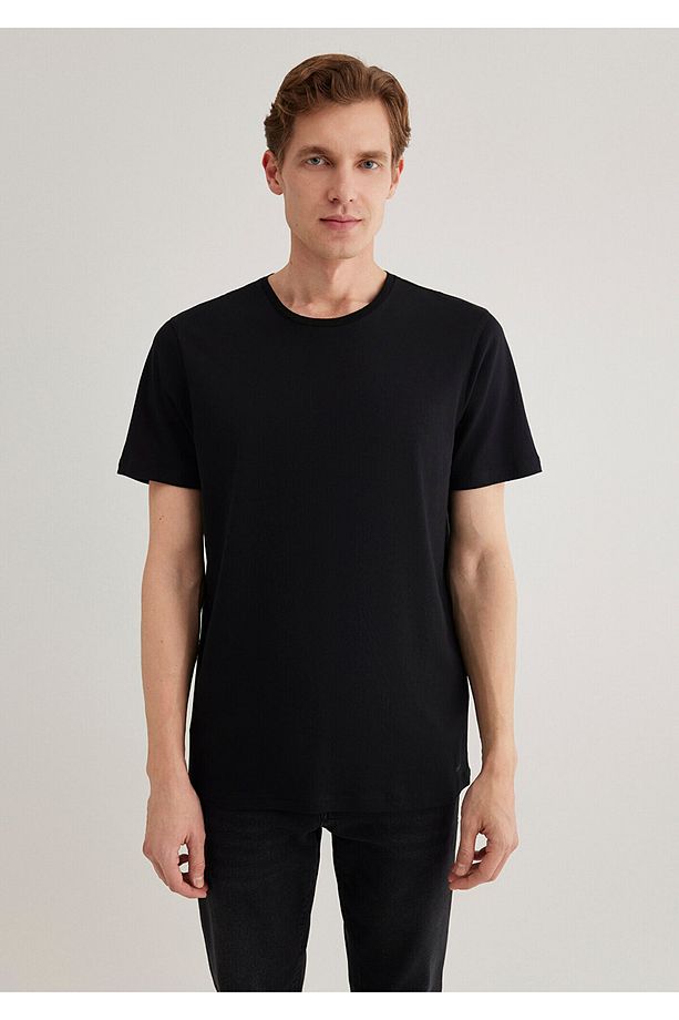 Siyah Basic Tişört Slim Fit / Dar Kesim 065574-900 - 3