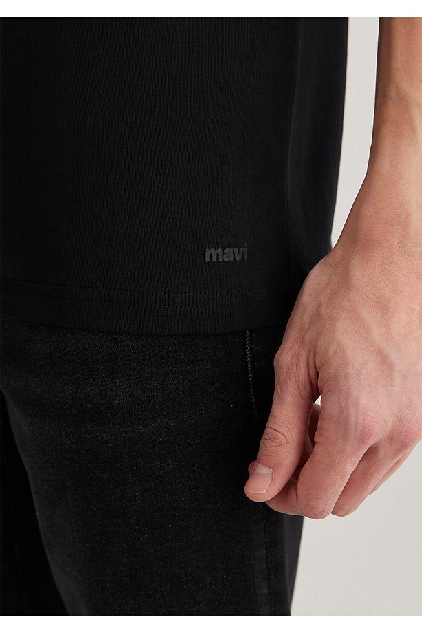 Siyah Basic Tişört Slim Fit / Dar Kesim 065574-900 - 6