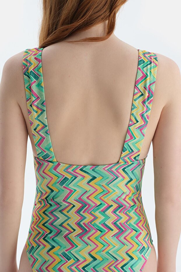 Multicolor Üçgen V Dekoleteli Mayo - 5