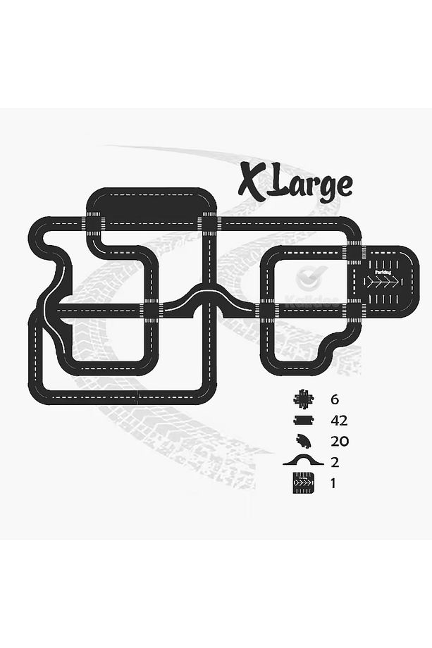 Oyuncak Araba Yarış Pisti, Araç Parkuru (X-LARGE) - Eğitici Yol Seti Ahşap Oyuncak- Otoban Puzzle - 8